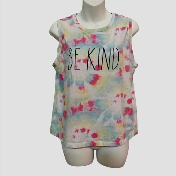 RAE DUNN BE KIND tie dye sleeveless t-shirt tee - Picture 1 of 5